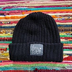 Love Your Melon ~ Black cuffed beanie 100% cotton